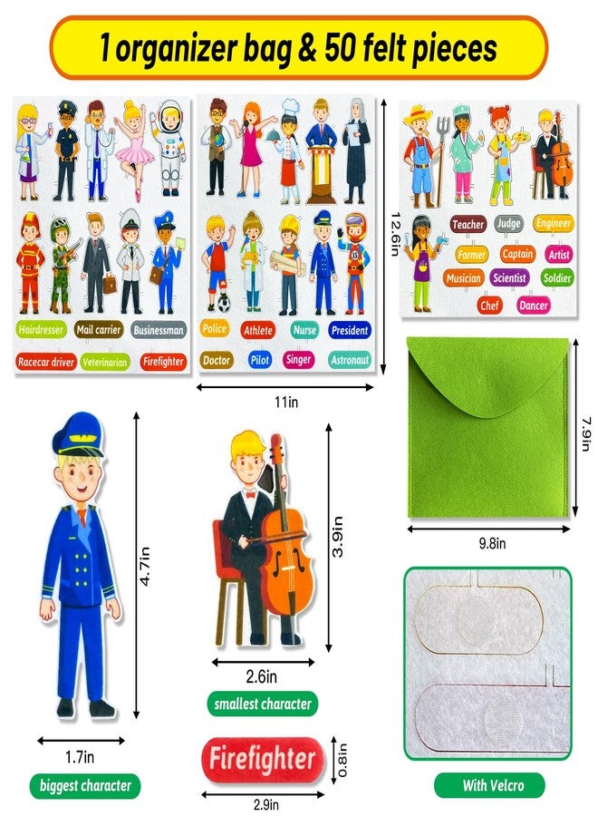 PENGFULL Felt Career Image Dress-Up Learning Pieces,50 Felt Flannel Board Pieces,Career Community Helpers Learning for Toddlers,for Kindergarten,Preschool,Toddlers - Image 2
